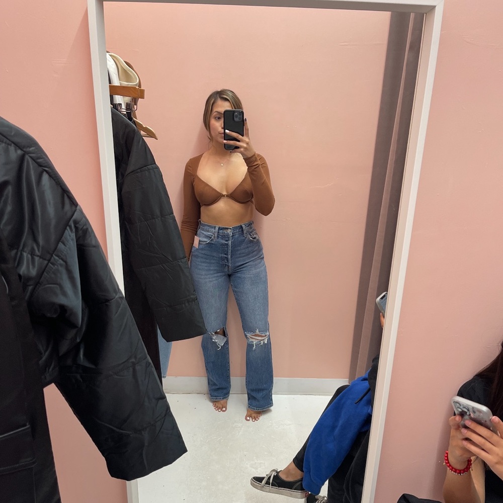Brown sheer top